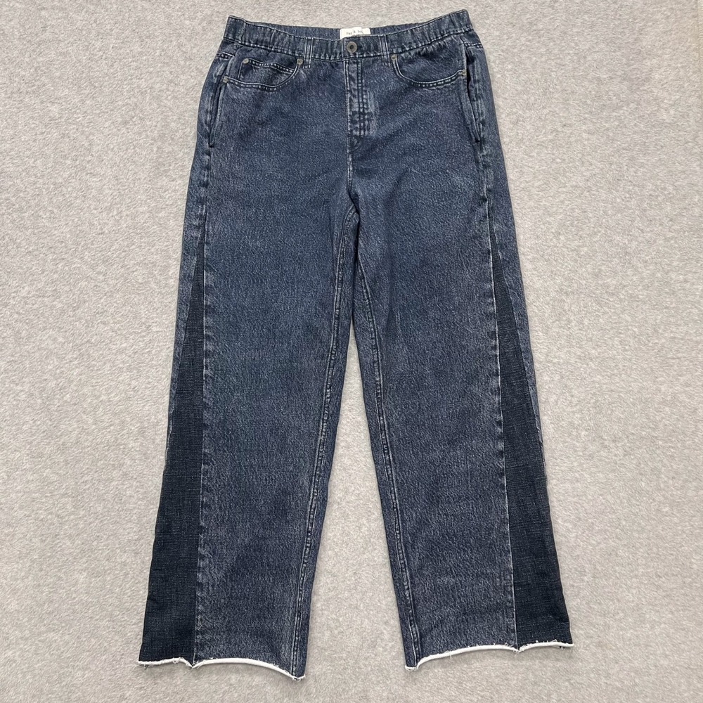 Rag & Bone Blue Miramar High Waisted Wide Leg Sweatpants Jeans Cotton Size Large